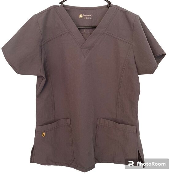 WonderWink 4 Stretch Scrub Top Gray Women’s Medium 2 Pockets - Picture 1 of 7